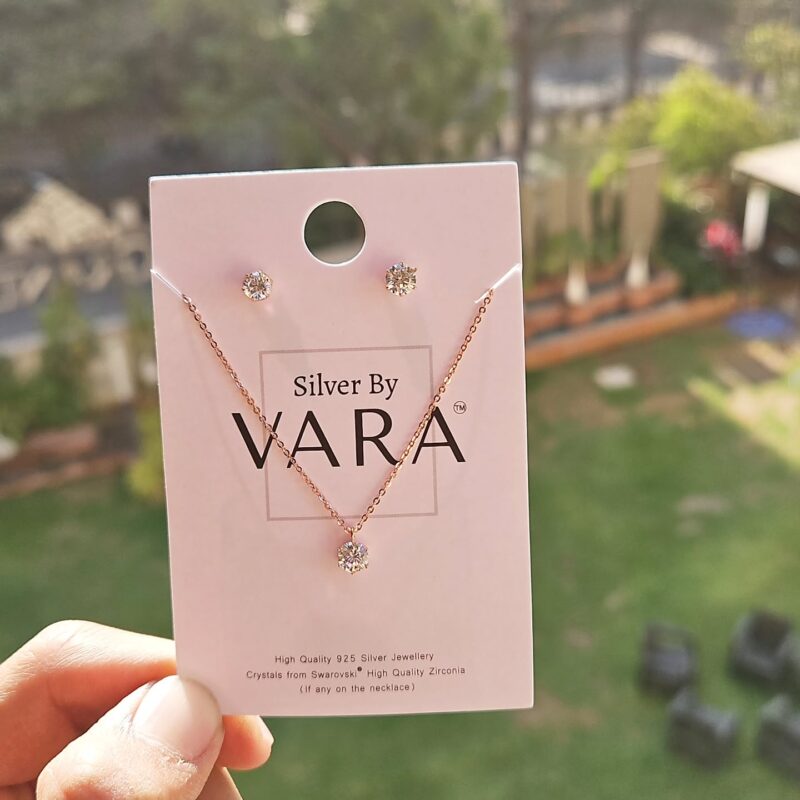 925 silver rose gold necklace set