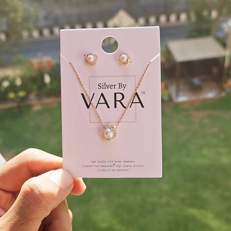 rose gold 925 silver necklace set